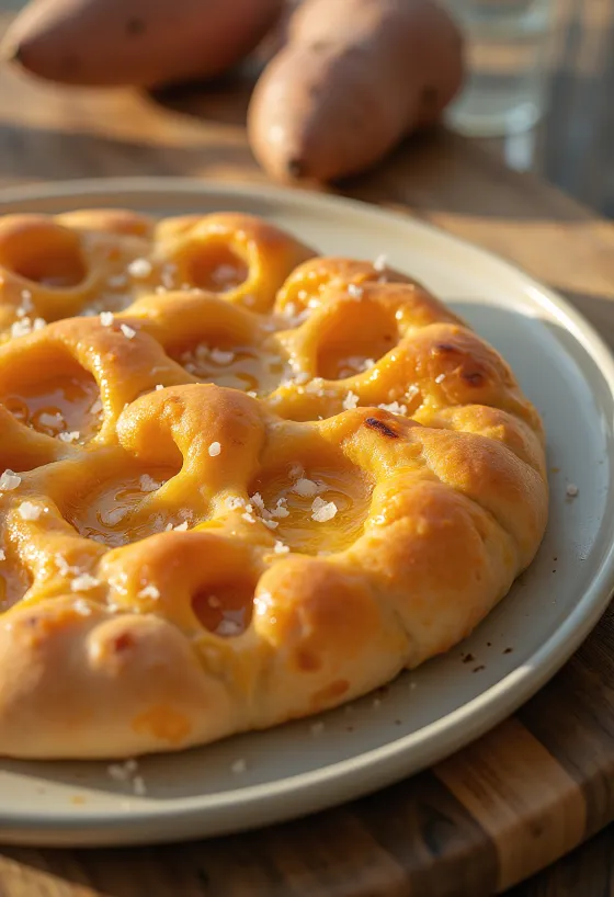 Focaccia de boniato servida