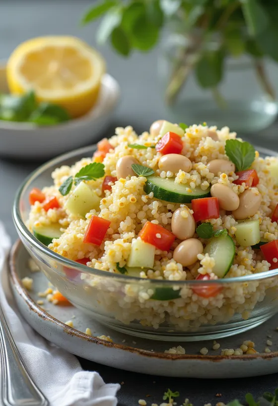 Ensalada vegana de quinoa con alubias
