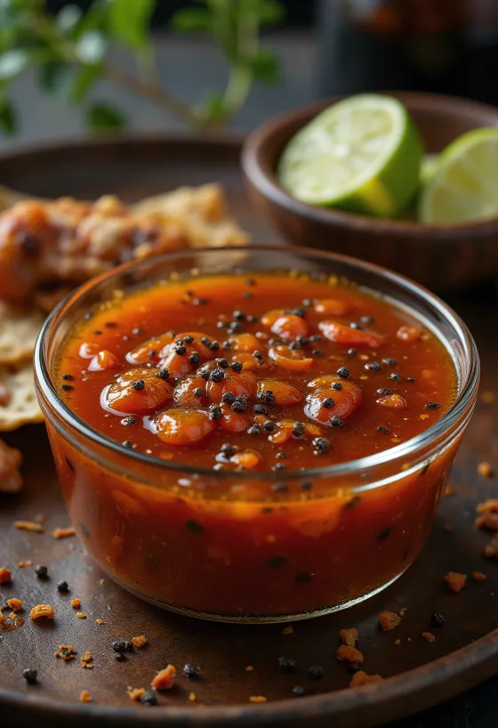 Marinada BBQ de tequila y lima con rodajas de lima