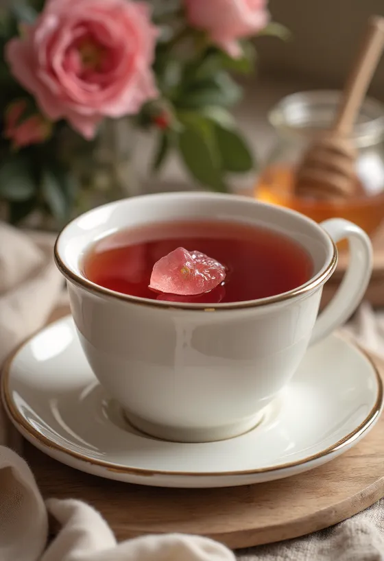 Té de escaramujo servido en vaso