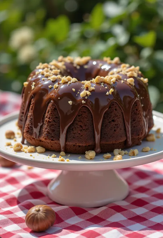 Tarta trufa de chocolate y avellanas servida en porciones