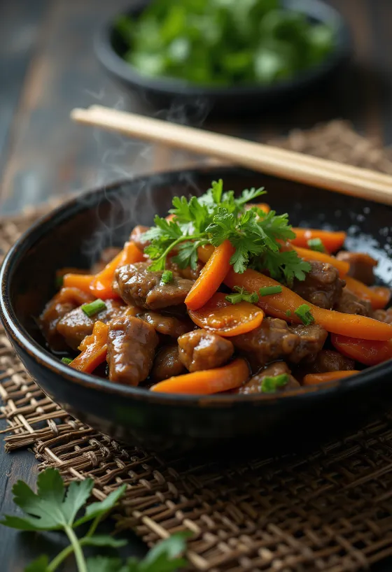 Wok de ternera con jengibre y verduras