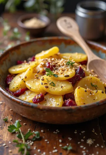 Gratinado vegano de patata y remolacha