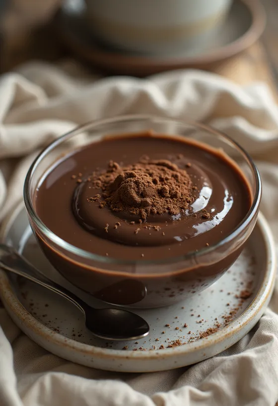 Pudin de chocolate servido en vaso