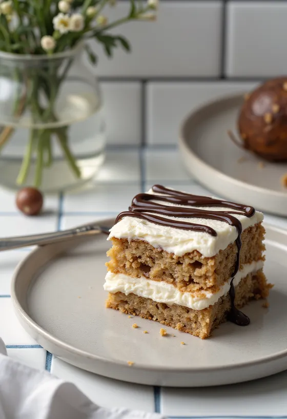Tarta de castañas sin azúcar con crema de mascarpone y chocolate negro