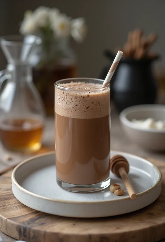 Batido de chocolate servido en vaso