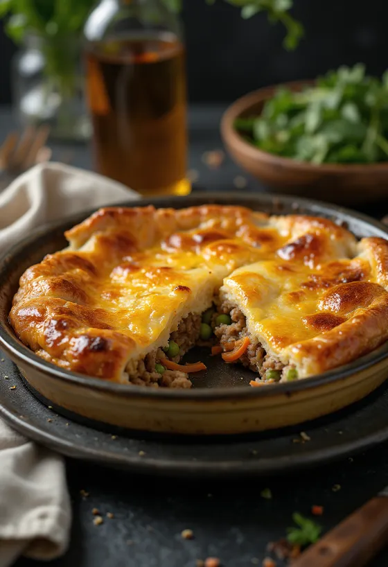 Empadão de carne picada, pastel con relleno de carne de ternera picada