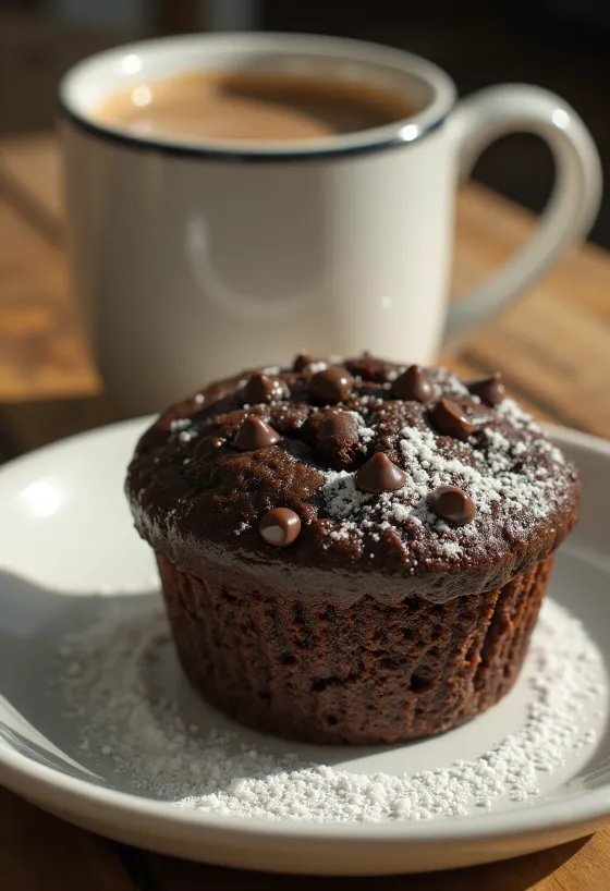 Muffins de doble chocolate servidos en un plato