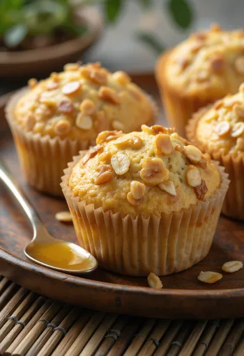 Muffins de avena y miel servidos