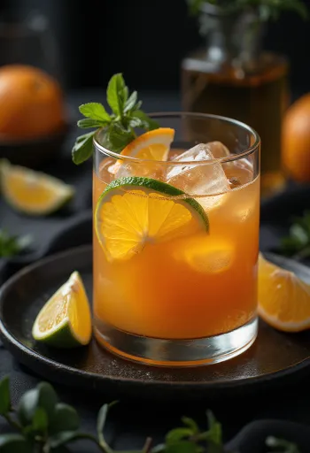 Ponche de tequila y naranja con lima fresca y menta