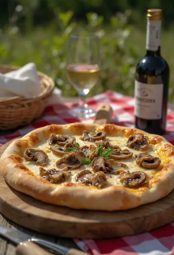 Pizza estilo ural con boletus