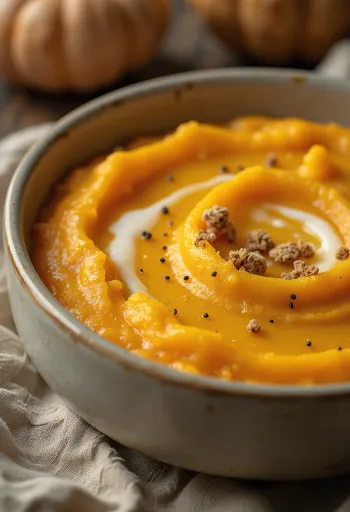 Puré de calabaza servido como guarnición