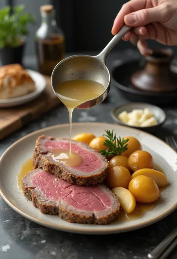 Tafelspitz servido con patatas y rábano picante con manzana