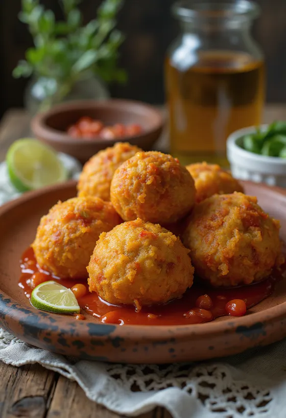 Acarajé con guindilla picante, plato brasileño crujiente