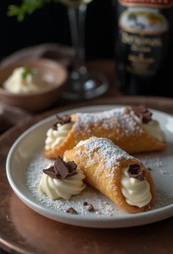 Cannoli de Baileys servido