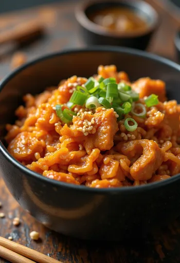 Arroz con pollo picante servido