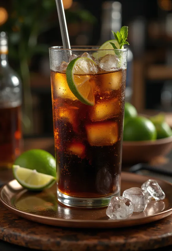 Cóctel Cuba Libre recién servido