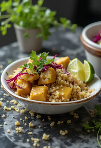 Curry de Tofu al Limón con Quinoa y Remolacha