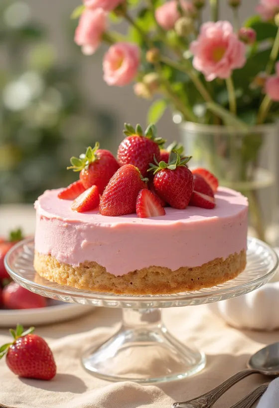 Tarta mousse de fresas con frutas