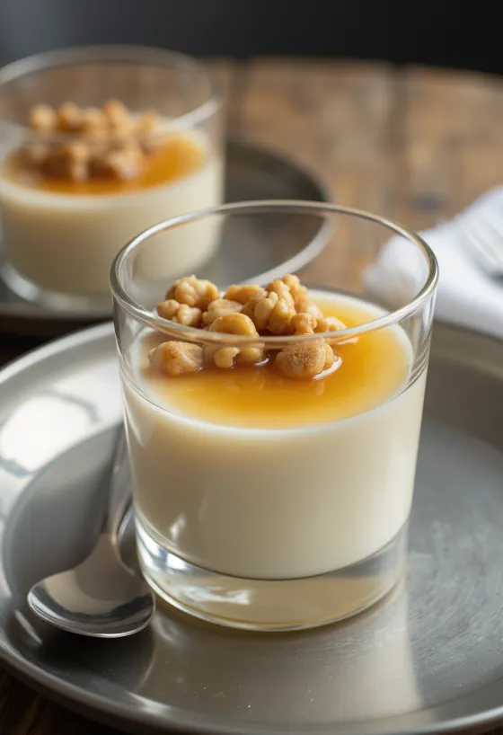 Panna cotta de miel servida