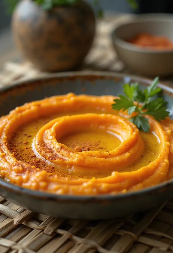 Hummus de zanahoria picante servido