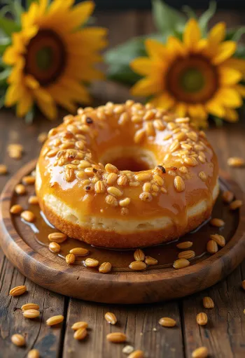 Dónut de pipas de girasol recién servido
