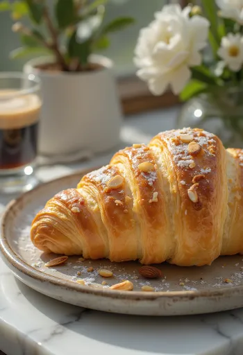 Croissants bajos en carbohidratos recién horneados en una bandeja