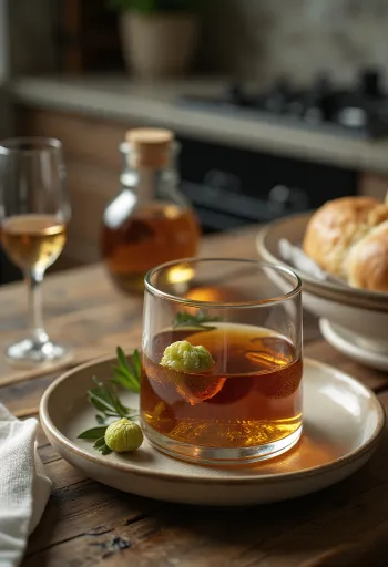 Licor de nueces servido en botella