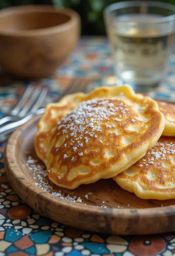 Crepes de coco servidos