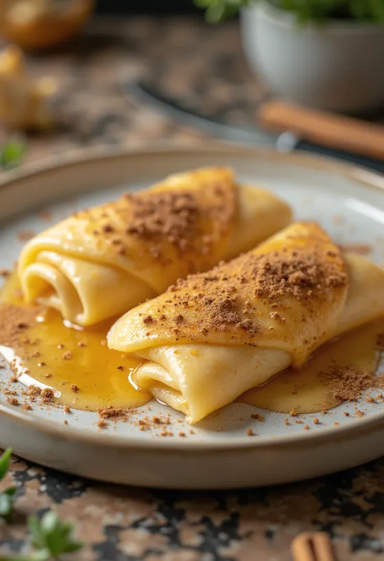 Crêpes de miel servidos