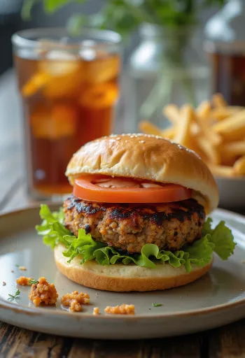 Hamburguesa de tempeh con vegetales