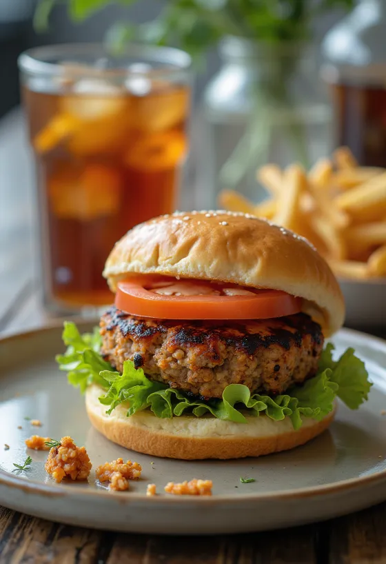 Hamburguesa de tempeh con vegetales