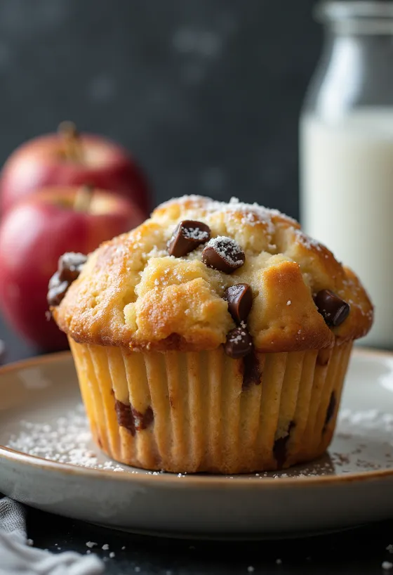 Muffins de manzana y chocolate servidos