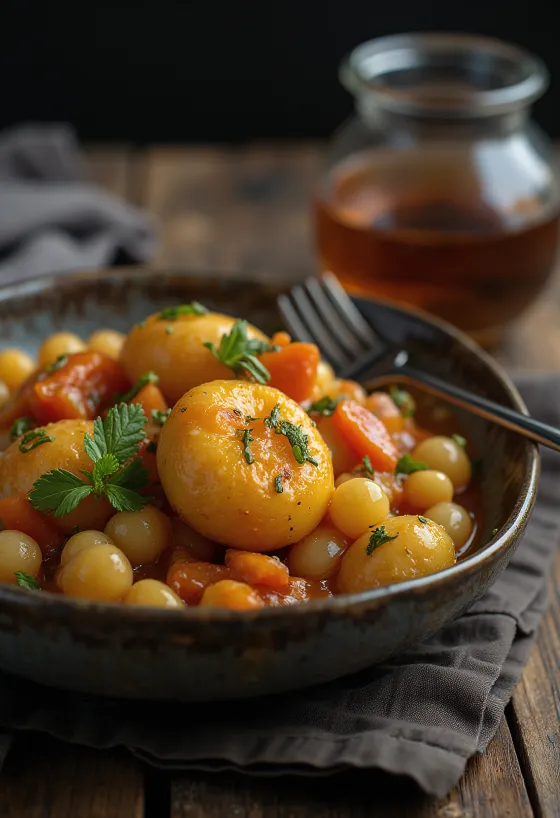 Caponata sin gluten con berenjena, tomate y aceitunas