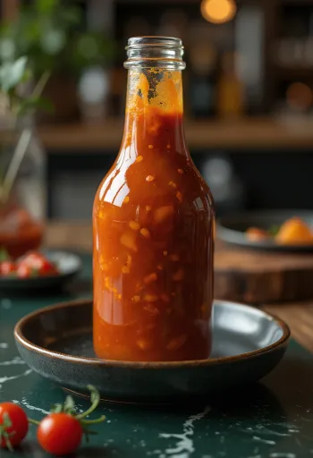Salsa barbacoa picante a la naranja servida