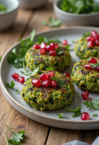 Pkhali con semillas de granada, plato georgiano de verduras y especias servido
