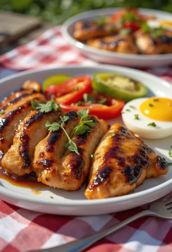 Pechuga de pollo BBQ con verduras a la parrilla