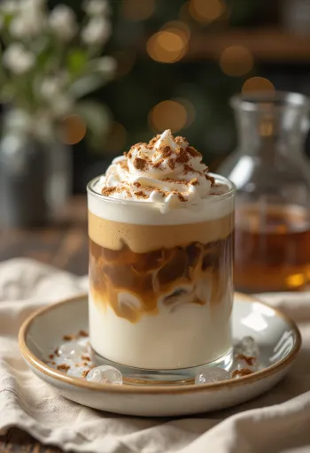 Café helado servido en vaso alto