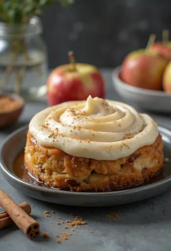 Tarta mousse de manzana y canela decorada con rodajas de manzana