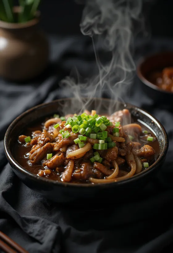 Bulgogi de Ternera a la Soja servido al estilo coreano