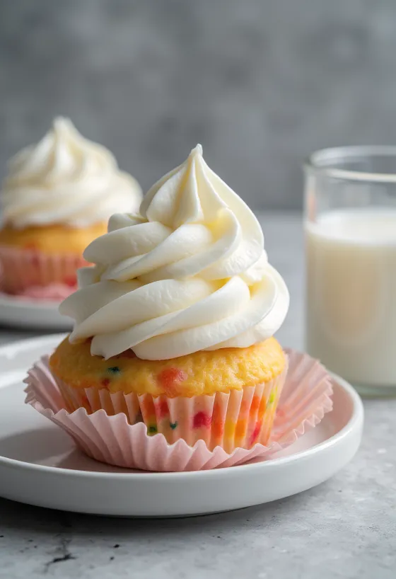Cupcake arcoíris servido