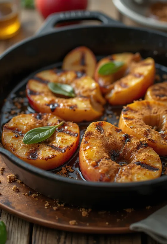 Manzana asada a la parrilla con canela