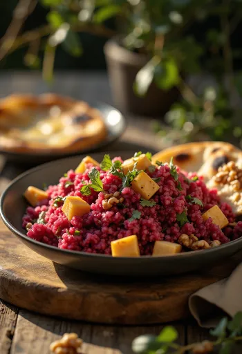 Curry de quinoa con remolacha y tofu