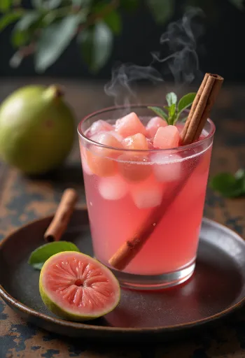 Sidra de guayaba servida en vaso
