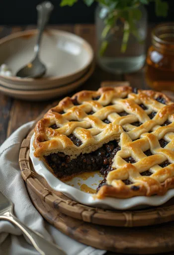 Pastel de semillas de amapola y miel servido