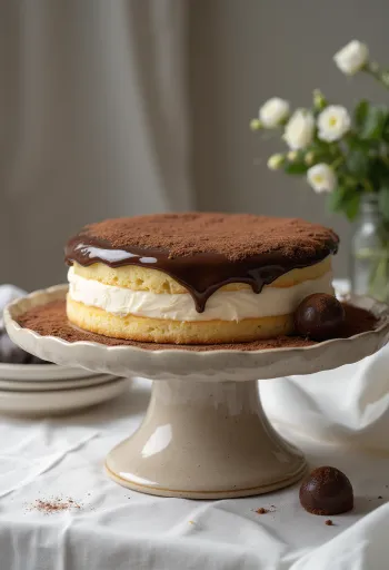 Tarta de vainilla y trufa servida elegantemente