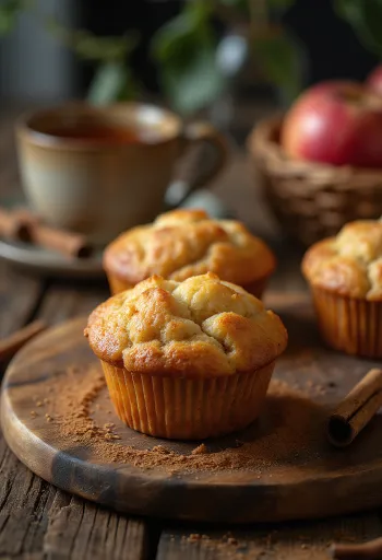 Muffins de manzana y canela recién horneados en cápsulas de papel
