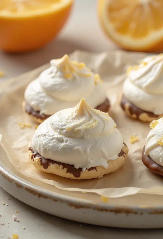 Merengues de miel y naranja servidos