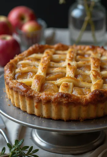 Treacle tart de manzana, en masa fresca con rico relleno de sirope dorado