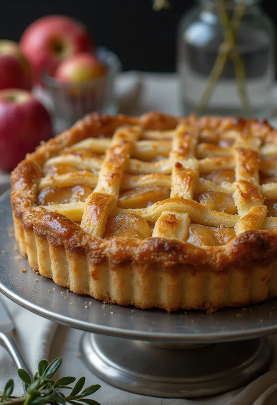 Treacle tart de manzana, en masa fresca con rico relleno de sirope dorado